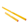 Two yellow spirit levels with red end caps and clear vials, shown on a plain white background.