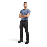 Man wearing a blue T-shirt and black pants on a white background. Blaklader 1459 Service Trousers Stretch