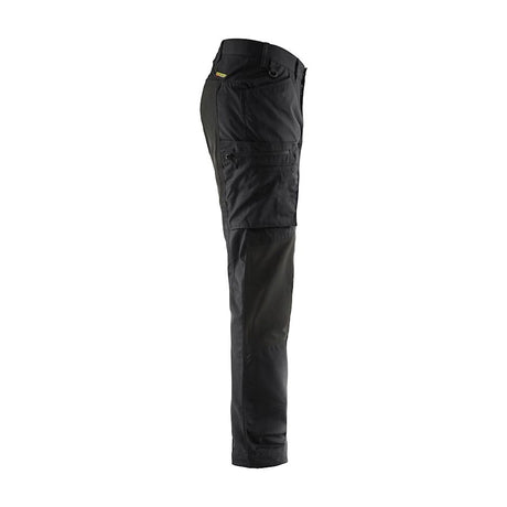 Navy blue pants with a white stripe on a white background. Blaklader 1459 Service Trousers Stretch
