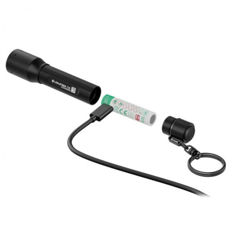 Ledlenser P3R Rechargeable LED Key Ring Torch Black 200lm
