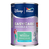 A can of Dulux EasyCare Washable & Tough paint, themed Disney's The Little Mermaid Mermaid Splash, featuring a purple and blue label with illustrations of Ariel and Donald Duck.