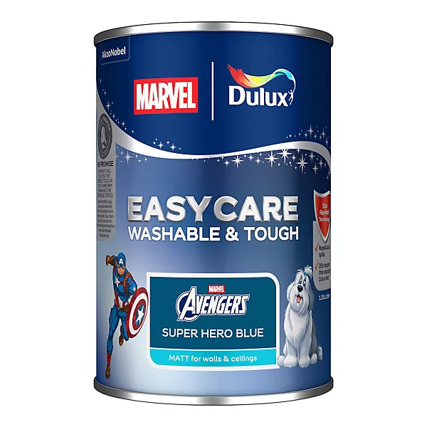 Dulux Easycare Disney Marvel Captain America Superhero Blue Matt Wall & Ceiling Paint | 1.25L