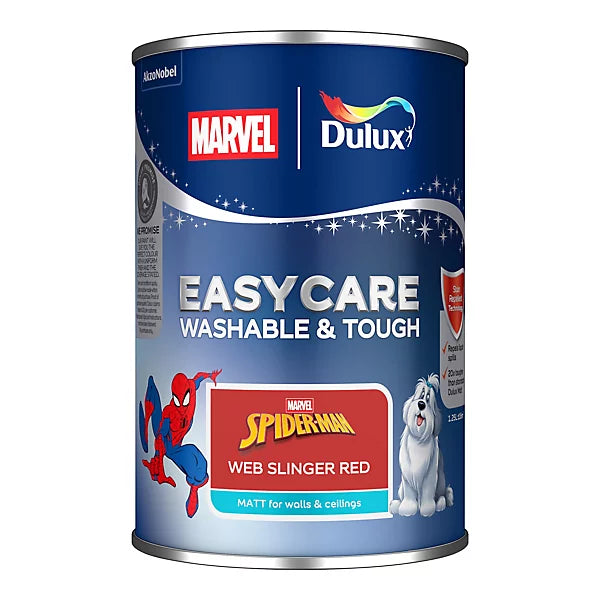 Dulux Easycare Disney Marvel Spider-Man Web Slinger Red Matt Wall & Ceiling Paint | 1.25L