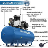 Hyundai 200 Litre Air Compressor 14CFM/145psi Electric 3hp