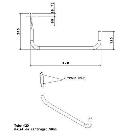 Mottez ST-B007G Jumbo Sleeved Hook | 450MM