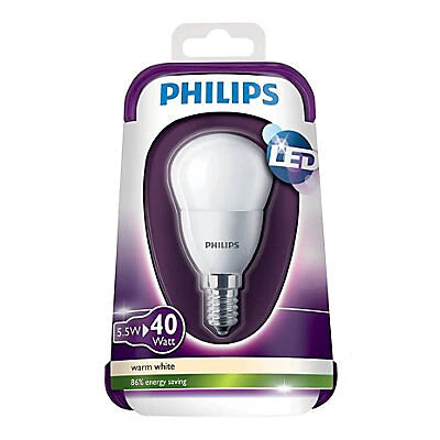 Philips Mini Globe LED Light Bulb E14 5.5W 470Lumen | Warm White