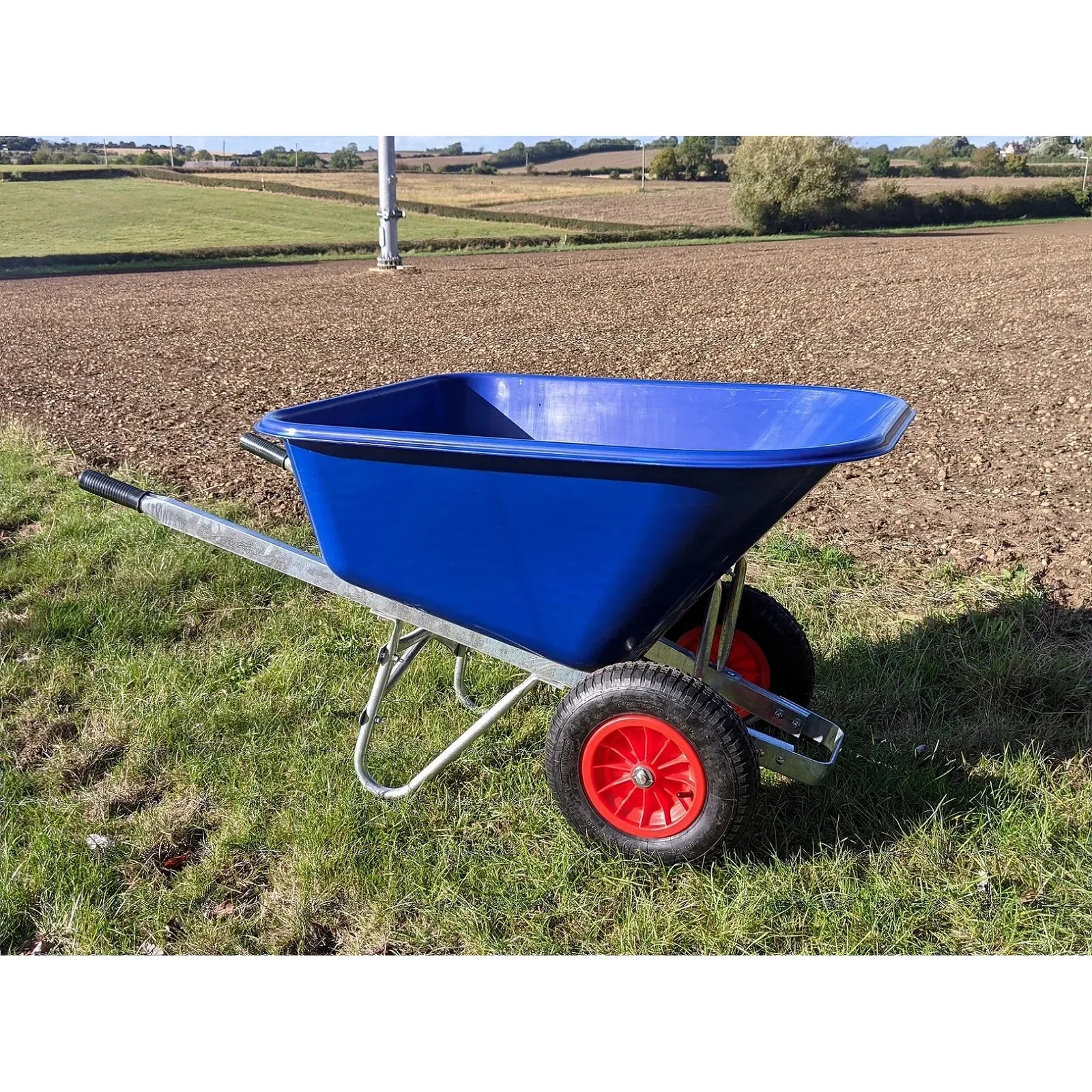 Buildworx 200L Twin Wheel PVC Wheelbarrow - Blue