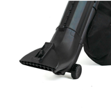 Close-up of a black vacuum cleaner attachment head with a small wheel and a black bag on a white background.
Hyundai 3000w 3-in-1 Leaf Blower, Vacuum & Shredder | 45L Bag