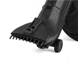 Close-up of a black plastic vacuum cleaner attachment head with a small wheel and teeth-like edge, shown on a white background.
Hyundai 3000w 3-in-1 Leaf Blower, Vacuum & Shredder | 45L Bag
