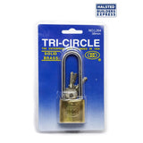 Tri Circle Long Shackle Brass Padlock 