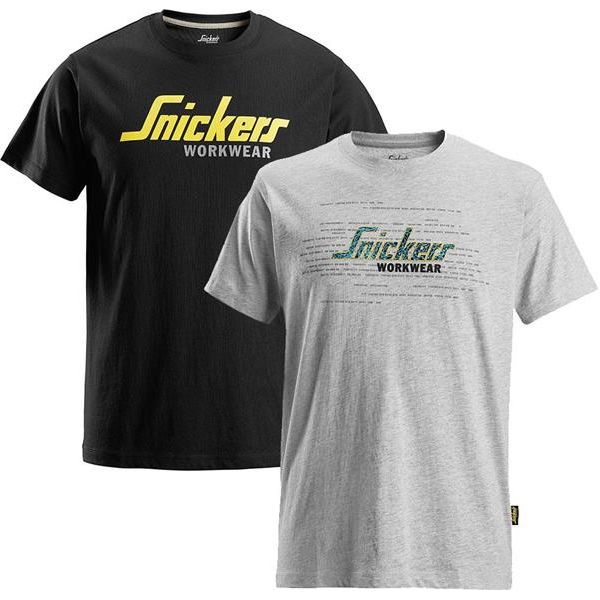 Snickers 2599 Printed T-Shirt Twinpack Black/Grey