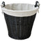 Home Collection Round Black Wicker Basket With Liner & Handles