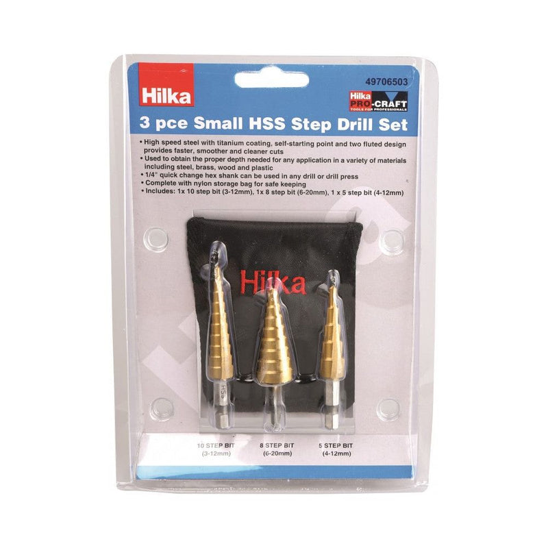Hilka Drill Bit Stepped 3PC Small