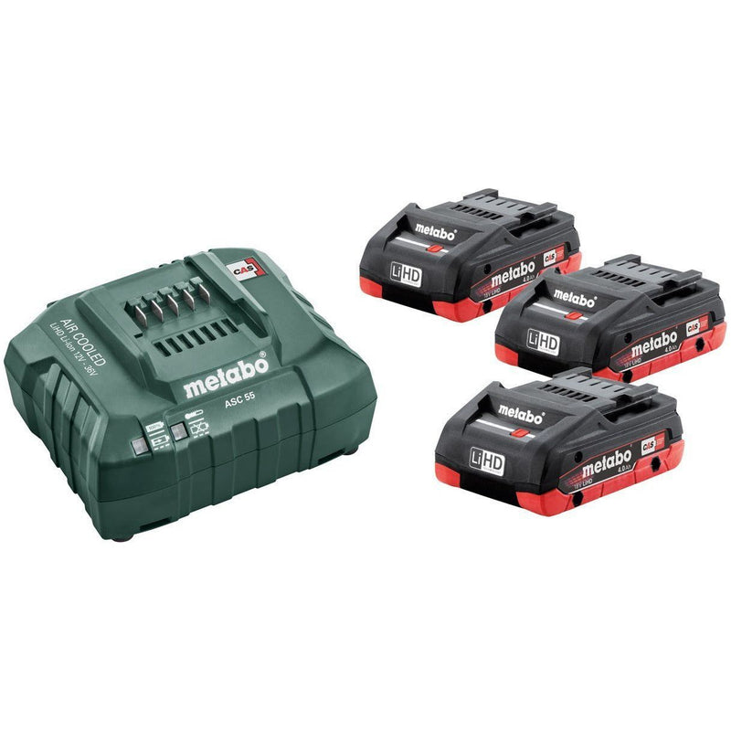 Metabo Basic - Set 3 X LIHD 4.0Ah, ASC 55 Charger