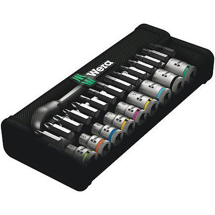 Wera 8100 SA 8 Zyklop Metal Ratchet Set with switch lever 1/4" drive - metric 28 pieces | TedJohnsons.com