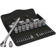 8100 SB 7 Zyklop Metal Ratchet Set with push-through square3/8" drivemetric29 pieces