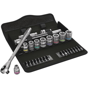 8100 SB 7 Zyklop Metal Ratchet Set with push-through square3/8" drivemetric29 pieces