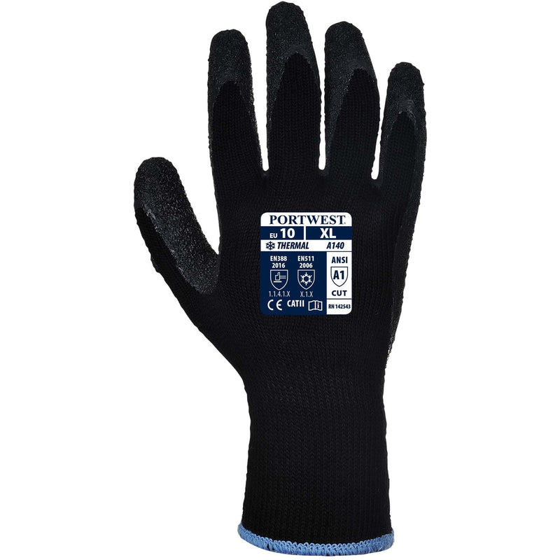 A140 Thermal Grip Glove - Latex Black Portwest at Ted Johnsons