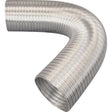 A silver EasiPlumb Flexi Duct Hose with a ribbed texture, coiled and presented against a white background.