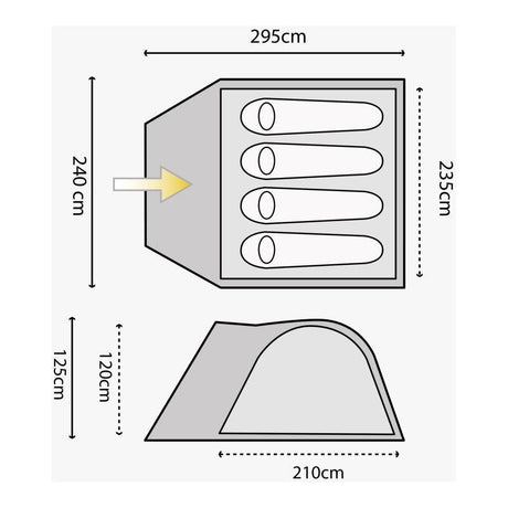 Highlander Juniper Dome Tent - 4 Person - Deep Blue