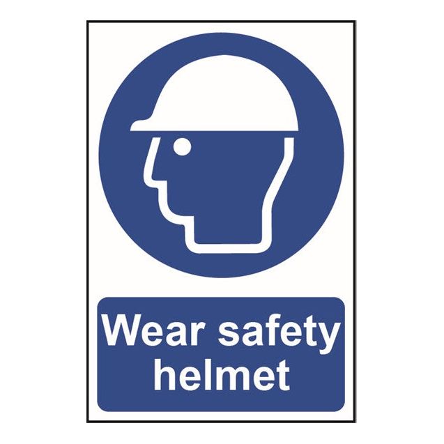 Wear Safety Helmet Sign 200x300mm PVC