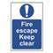 Fire escape Keep clear Sign 200x300mm PVC