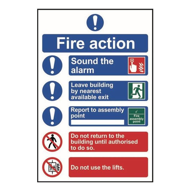 Fire action procedure Sign 200x300mm PVC