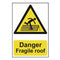 Danger Fragile roof Sign 200x300mm PVC