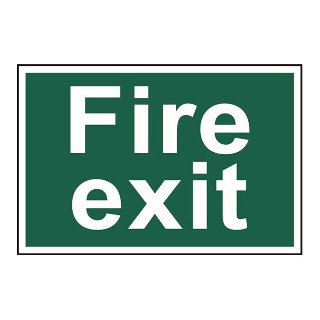 Fire exit (text only) Sign 200x300mm PVC