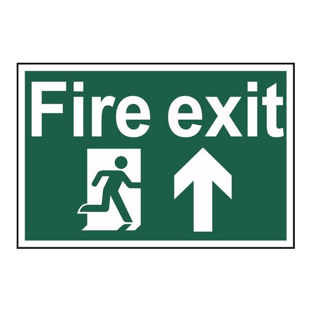 Fire exit running man arrow up Sign 200x300mm PVC