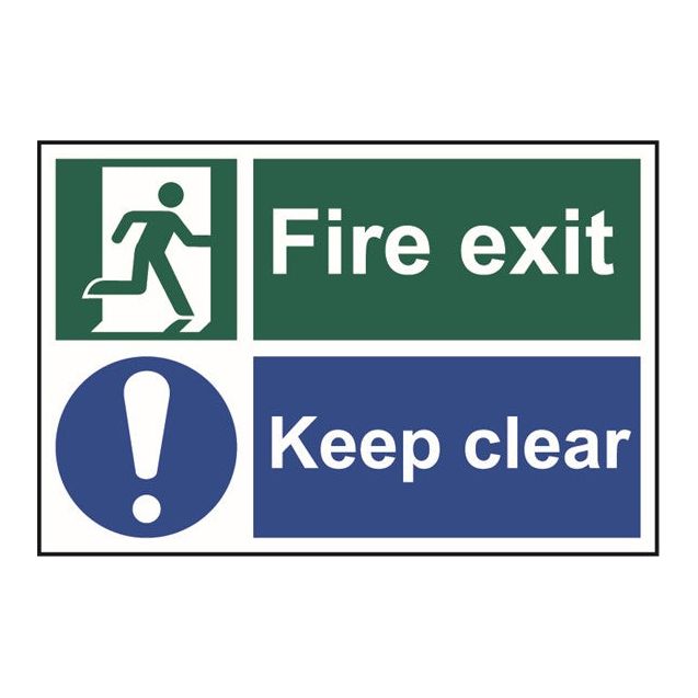 Fire exit Keep clear Sign 200x300mm PVC