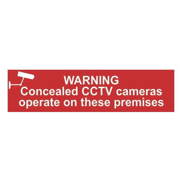 Warning Concealed CCTV cameras Sign/Sticker 200x50mm